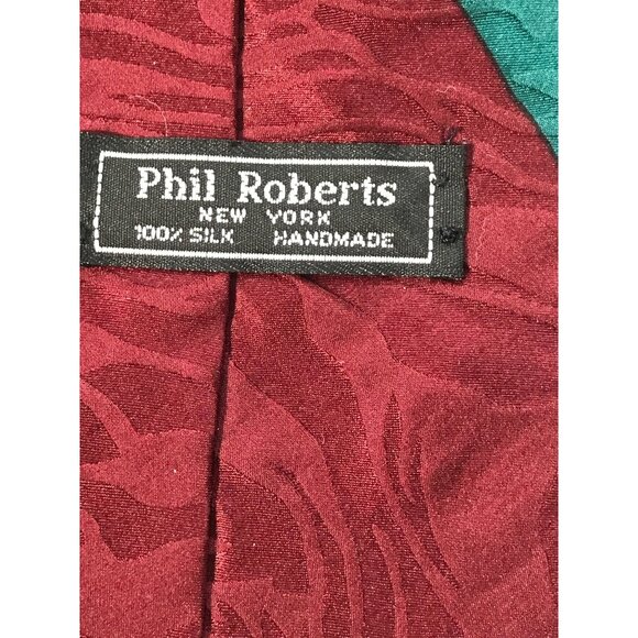 Phil Roberts New York Handmade Silk Tie Green Mauve Gold Black White Art Deco Sw - Picture 7 of 8